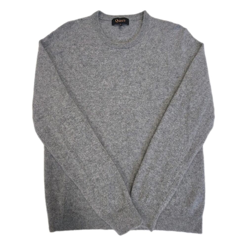 Quince Women's Mongolian Cashmere Crewneck Sweater Heather Gray XL Quiet Luxury